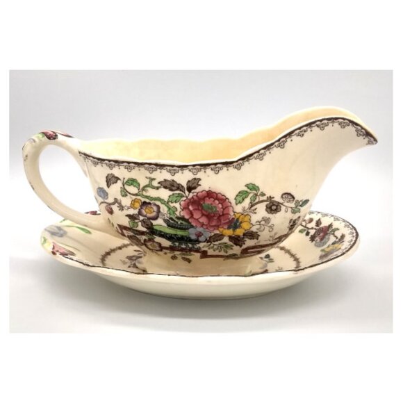 Mason's Ironstone Gravy Boat with Underplate - Nabob